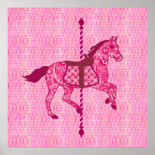 Karussell Pferd - Fuchsia Pink Poster