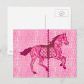 Karussell Pferd - Fuchsia Pink Postkarte (Vorne/Hinten)