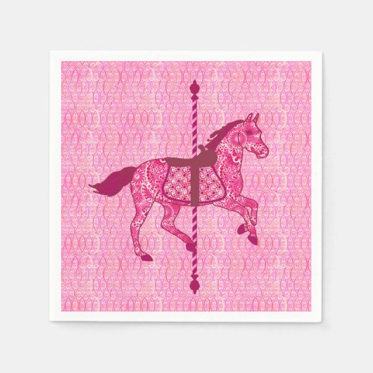 Karussell Pferd - Fuchsia Pink Serviette (Vorderseite)