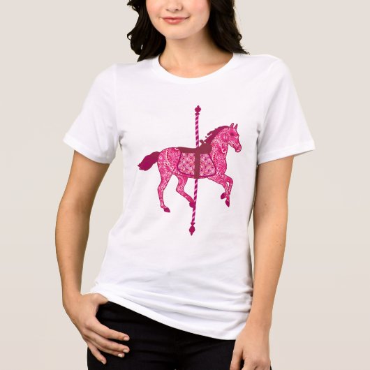 Karussell Pferd - Fuchsia Pink Tri-Blend Shirt (Vorderseite)
