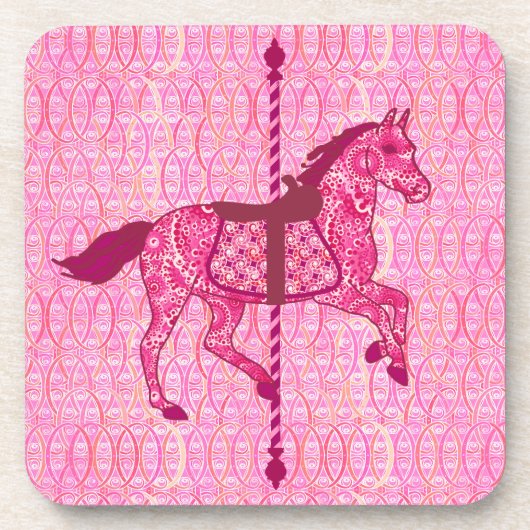 Karussell Pferd - Fuchsia Pink Untersetzer (Vorderseite)