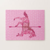 Karussell Pferd, Fuchsia und Light Pink Puzzle (Horizontal)