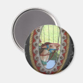 Karussell-Pferd im Spiegel Schwarz-weiß Magnet (Vorderseite/Rückseite)