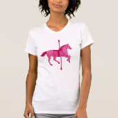 Karussell Pferd in Fuchsia Pink und Burgund T-Shirt (Vorderseite)