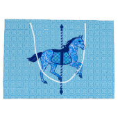 Karussell-Pferd - Kobalt-und Himmel-Blau Große Geschenktüte (Rückseite)