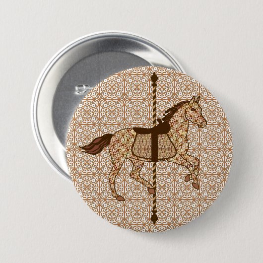 Karussell Pferd - Schokolade Braun und Tan Button (Vorne & Hinten)