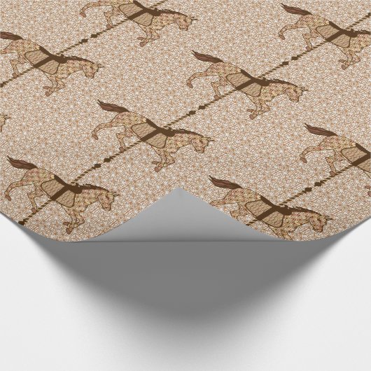 Karussell Pferd - Schokolade Braun und Tan Geschenkpapier (Ecke)