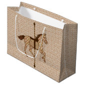 Karussell Pferd - Schokolade Braun und Tan Große Geschenktüte (Vorderseite Schrägansicht)