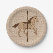 Karussell Pferd - Schokolade Braun und Tan Pappteller (Vorderseite)