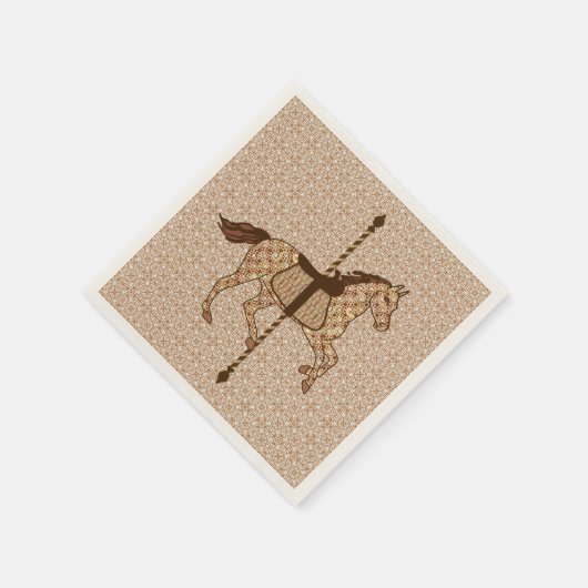 Karussell Pferd - Schokolade Braun und Tan Serviette (Ecke)