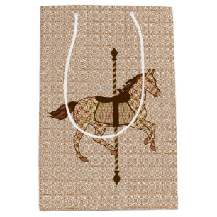 Karussell-Pferd - schokoladenbraun und TAN Mittlere Geschenktüte