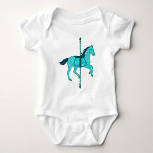 Karussell Pferd - Türkis und Aqua Baby Strampler