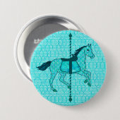Karussell Pferd - Türkis und Aqua Button (Vorne & Hinten)