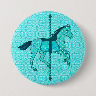 Karussell Pferd - Türkis und Aqua Button