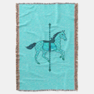 Karussell Pferd - Türkis und Aqua Decke