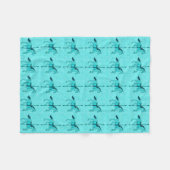 Karussell Pferd - Türkis und Aqua Fleecedecke (Vorderseite (Horizontal))