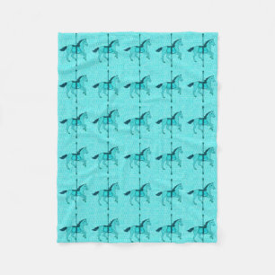 Karussell Pferd - Türkis und Aqua Fleecedecke