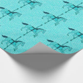 Karussell Pferd - Türkis und Aqua Geschenkpapier (Ecke)