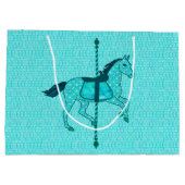 Karussell Pferd - Türkis und Aqua Große Geschenktüte (Rückseite)