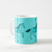Karussell Pferd - Türkis und Aqua Kaffeetasse (Vorderseite Links)