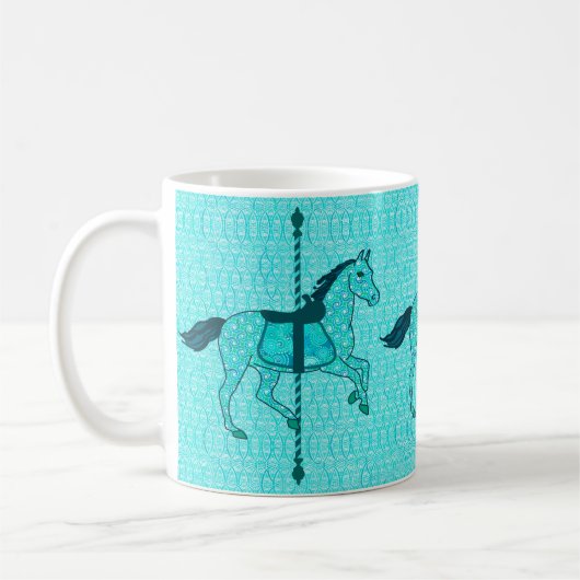 Karussell Pferd - Türkis und Aqua Kaffeetasse (Links)