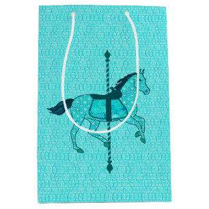Karussell Pferd - Türkis und Aqua Mittlere Geschenktüte
