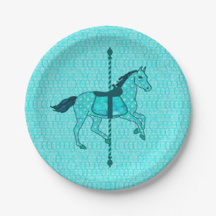 Karussell Pferd - Türkis und Aqua Pappteller