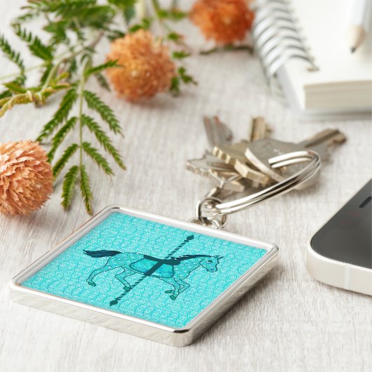 Karussell Pferd - Türkis und Aqua Schlüsselanhänger (Seite)