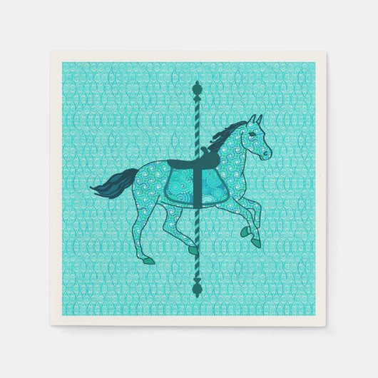 Karussell Pferd - Türkis und Aqua Serviette (Vorderseite)