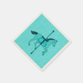 Karussell Pferd - Türkis und Aqua Serviette (Ecke)