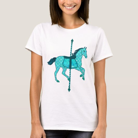 Karussell Pferd - Türkis und Aqua T-Shirt (Vorderseite)