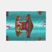 Karussell Pferde auf blau Fleecedecke (Vorderseite (Horizontal))