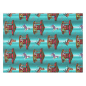 Karussell Pferde auf blau Tischdecke (Vorderseite (Horizontal))