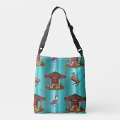 Karussell Pferde auf blau Tragetaschen Mit Langen Trägern (Rückseite)