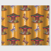 Karussell Pferde auf Gold Geschenkpapier (Flach)