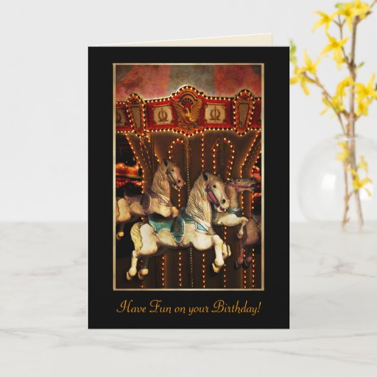 Karussell Pferde Karte (Gelbe Blume)