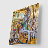 Karussell Pferde Quadratische Wanduhr (Winkel)