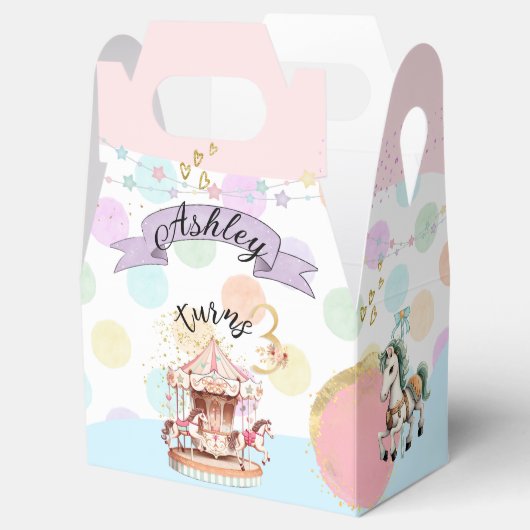 Karussell Pferde Thema, Gable 4x2.5x5 Geschenkschachtel (Geöffnet)