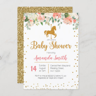 Karussell-PferdeBabypartyeinladung Einladung