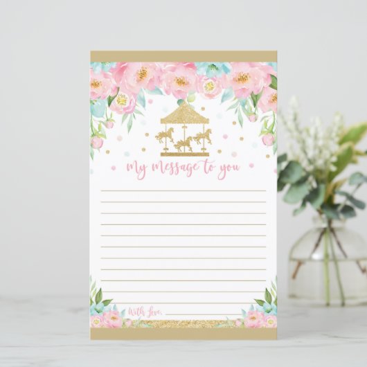 Karussell Pink Mint Time Capsule Message Sheet (Stehend Vorderseite)