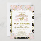 Karussell Pink und Gold Baby Dusche Einladung (Vorderseite)