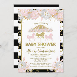 Karussell Pink und Gold Baby Dusche Einladung