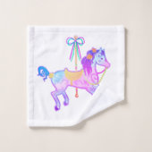 Karussell-Pony-Badetuch-Set Badhandtuch Set (Waschlappen)