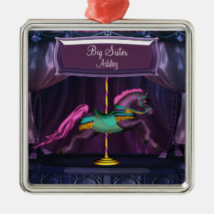 Karussell-Pony-große Silbernes Ornament