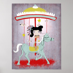 Karussell texturiert matt vintage Puppe zart luxe Poster