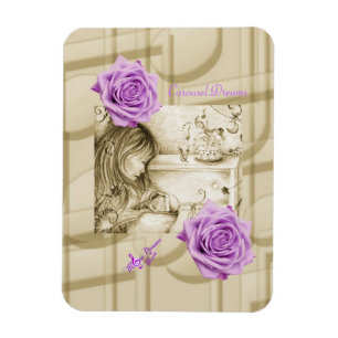 Karussell-Träume Vintage Lila Rose Foto-Magnet Magnet