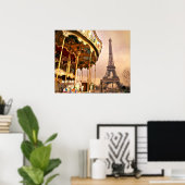 Karussell und Eiffelturm Poster (Heimbüro)