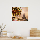 Karussell und Eiffelturm Poster (Küche)