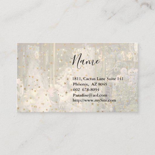 Karussell- und Goldene Sterne Visitenkarte (Vorderseite)