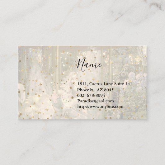 Karussell- und Goldene Sterne Visitenkarte (Vorderseite)